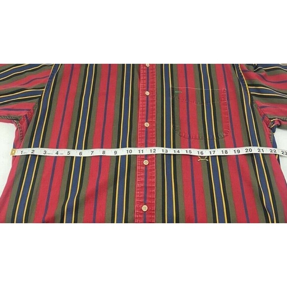 Vintage Tommy Hilfiger Red/Striped Long Sleeve Button Up Shirt Size Medium - Picture 7 of 7